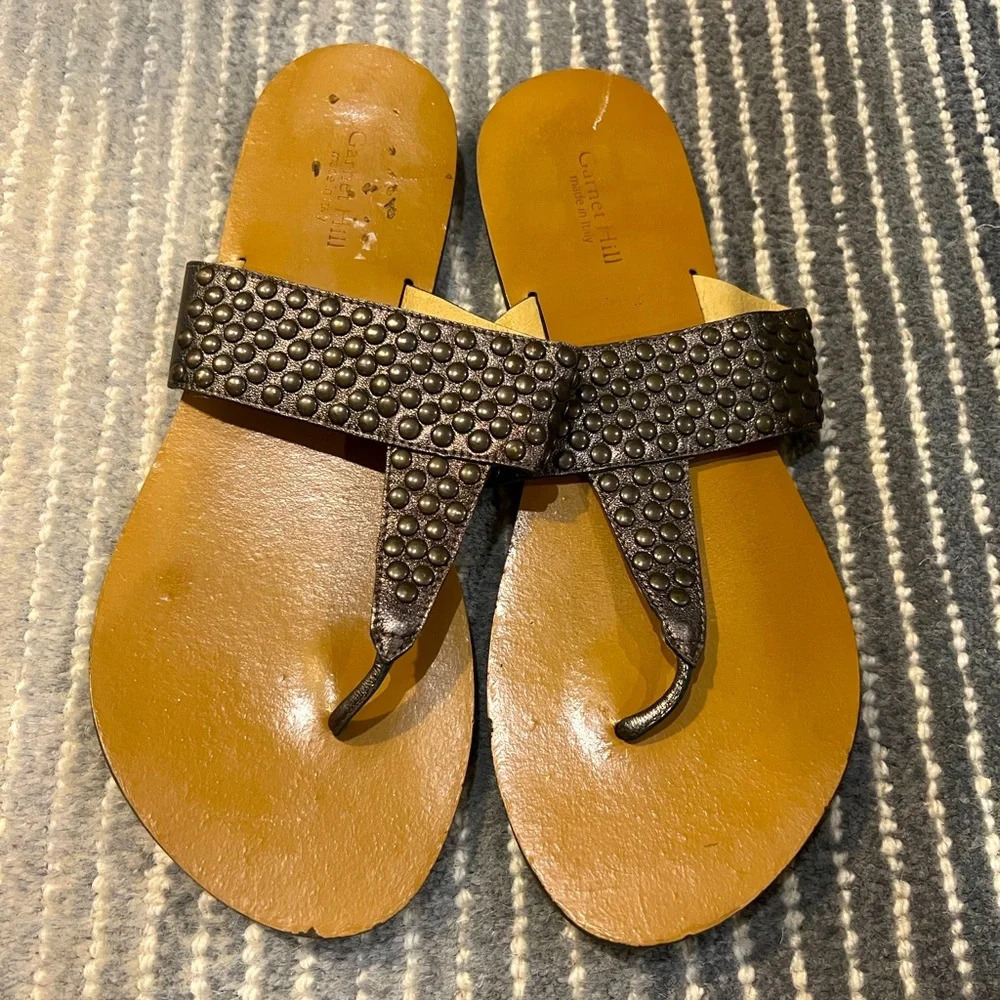 Garnet Hill size 8 leather metal embellishment sandals